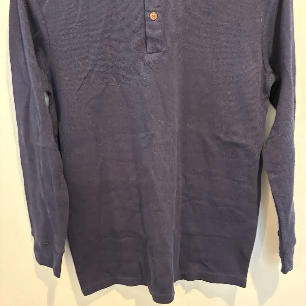 Children's Place Henley Shirt Boys XXL 16 Navy Blue Waffle Thermal Long‎ Sleeve